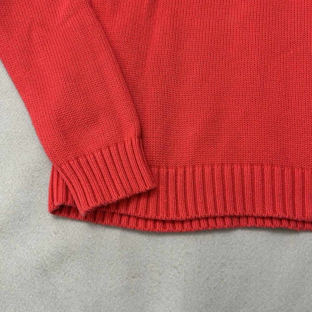 Lands' End Drifter Sweater Women M Coral Pink Cable Knit 100% Cotton Crewneck - Picture 8 of 12